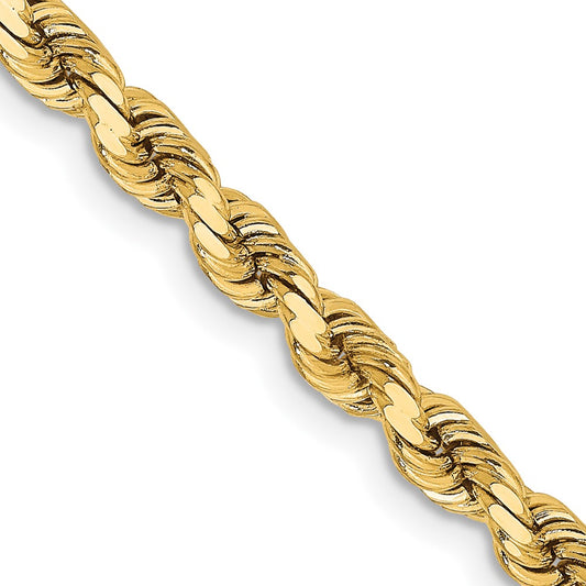 14K Yellow Gold 3.75mm Diamond-cut Rope with Lobster Clasp Chain