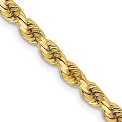 14K Yellow Gold 3.75mm Diamond-cut Rope with Lobster Clasp Chain
