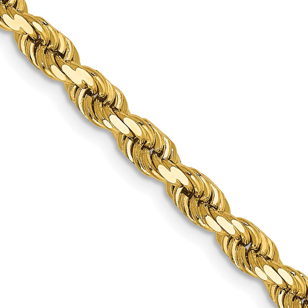 14K Yellow Gold 4mm Diamond-cut Rope with Lobster Clasp Chain