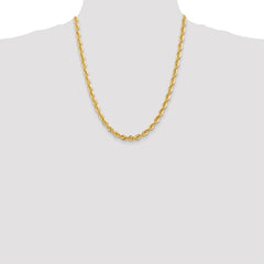 Cadena de cuerda regular de oro amarillo de 14 quilates de 6 mm