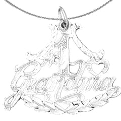 Sterling Silver #1 Grandma Pendant (Rhodium or Yellow Gold-plated)