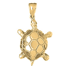 Yellow Gold-plated Silver Turtles Pendant