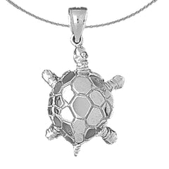 Sterling Silver Turtles Pendant (Rhodium or Yellow Gold-plated)