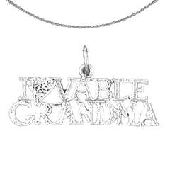 Sterling Silver Lovable Grandma Pendant (Rhodium or Yellow Gold-plated)