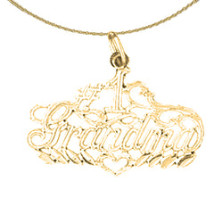 Sterling Silver #1 Grandma Pendant (Rhodium or Yellow Gold-plated)