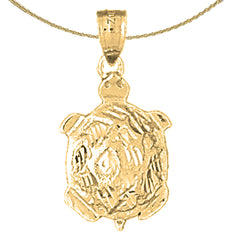 Sterling Silver Turtles Pendant (Rhodium or Yellow Gold-plated)