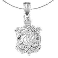 Sterling Silver Turtles Pendant (Rhodium or Yellow Gold-plated)