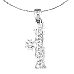 Sterling Silver #1 Grandma Pendant (Rhodium or Yellow Gold-plated)