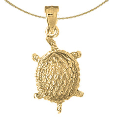 Sterling Silver Turtles Pendant (Rhodium or Yellow Gold-plated)