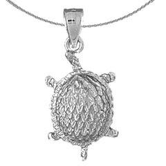 Sterling Silver Turtles Pendant (Rhodium or Yellow Gold-plated)