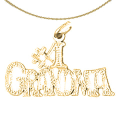 Sterling Silver #1 Grandma Pendant (Rhodium or Yellow Gold-plated)
