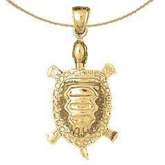 Sterling Silver Turtles Pendant (Rhodium or Yellow Gold-plated)
