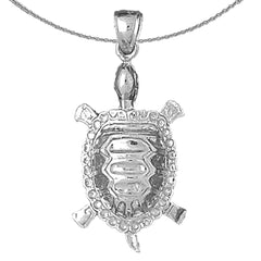 Sterling Silver Turtles Pendant (Rhodium or Yellow Gold-plated)