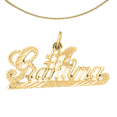 Sterling Silver #1 Grandma Pendant (Rhodium or Yellow Gold-plated)