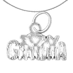 Sterling Silver I Love My Grandma Pendant (Rhodium or Yellow Gold-plated)