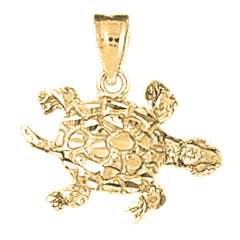 Yellow Gold-plated Silver Turtles Pendant