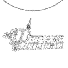 Sterling Silver Precious Grandma Pendant (Rhodium or Yellow Gold-plated)