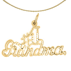 Sterling Silver #1 Grandma Pendant (Rhodium or Yellow Gold-plated)