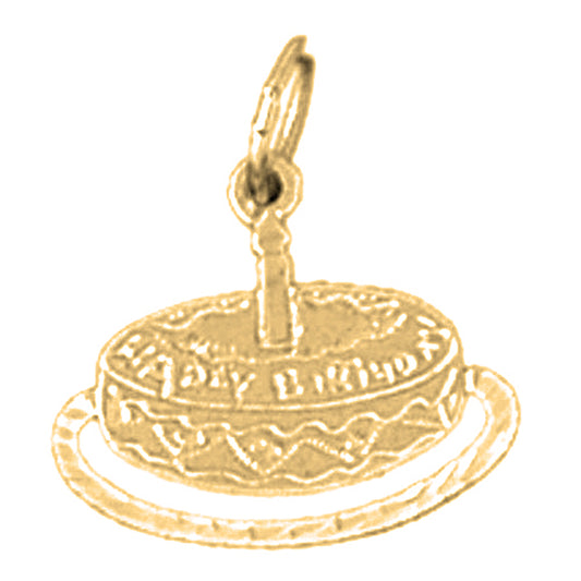 Yellow Gold-plated Silver Birthday Cake Pendant