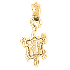 Yellow Gold-plated Silver Turtles Pendant