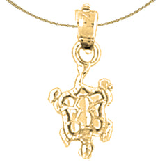 Sterling Silver Turtles Pendant (Rhodium or Yellow Gold-plated)