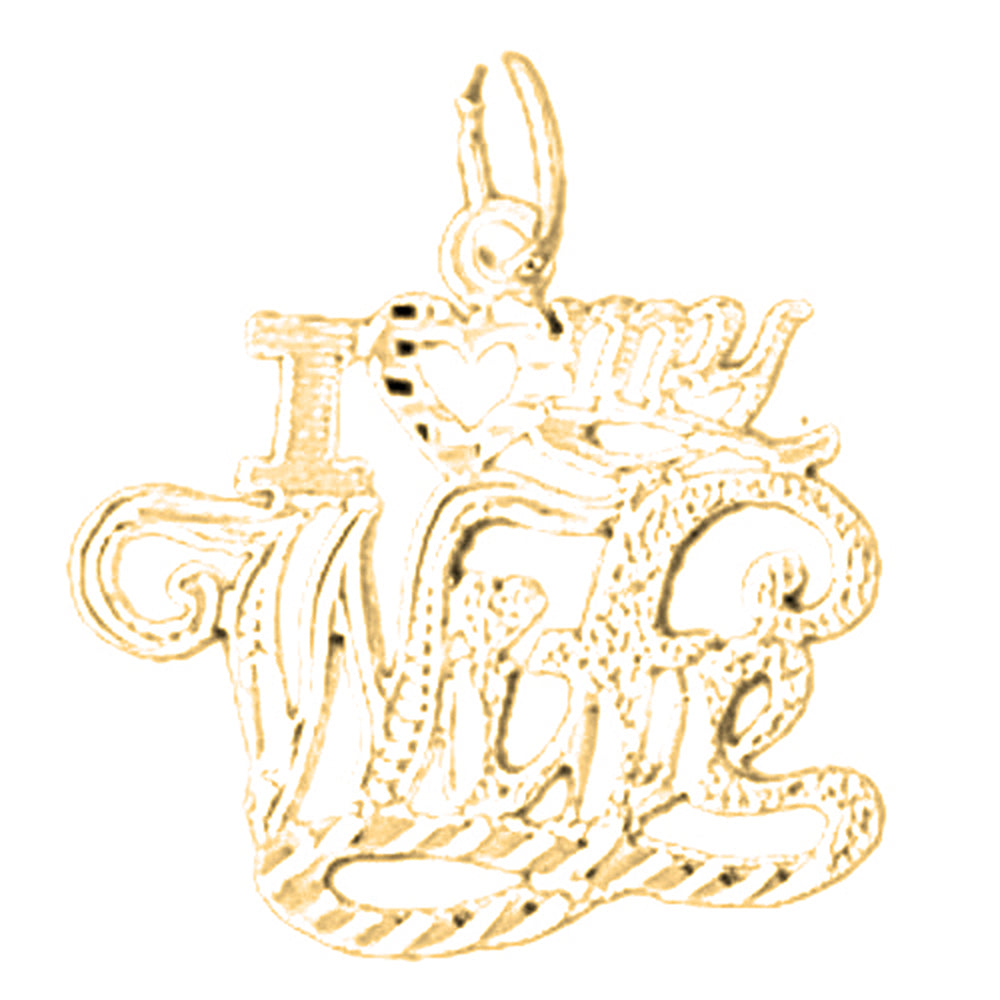 Yellow Gold-plated Silver I Love My Wife Pendant