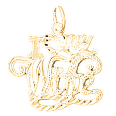 Yellow Gold-plated Silver I Love My Wife Pendant