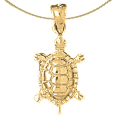 Colgante de tortugas de plata de ley (bañado en rodio o oro amarillo)