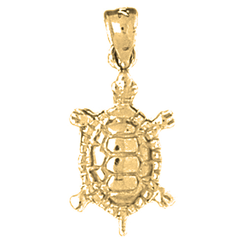 Yellow Gold-plated Silver Turtles Pendant