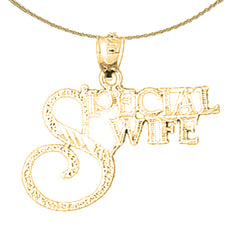 Sterling Silver Special Wife Pendant (Rhodium or Yellow Gold-plated)