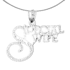 Sterling Silver Special Wife Pendant (Rhodium or Yellow Gold-plated)