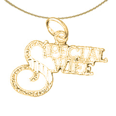 Sterling Silver Special Wife Pendant (Rhodium or Yellow Gold-plated)
