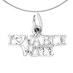 Colgante de plata de ley con diseño de esposa adorable (bañado en rodio o oro amarillo)