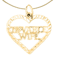 Colgante de plata de ley con diseño de esposa adorable (bañado en rodio o oro amarillo)