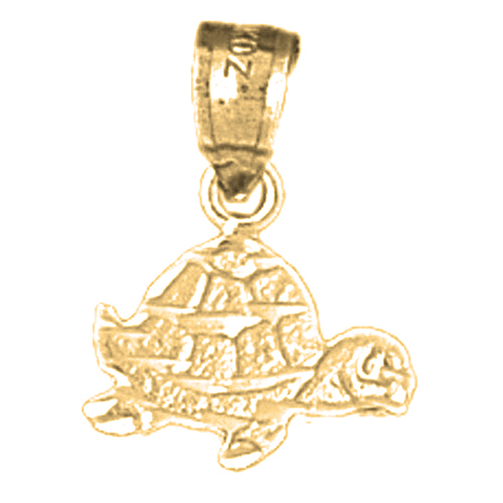 Yellow Gold-plated Silver Turtles Pendant