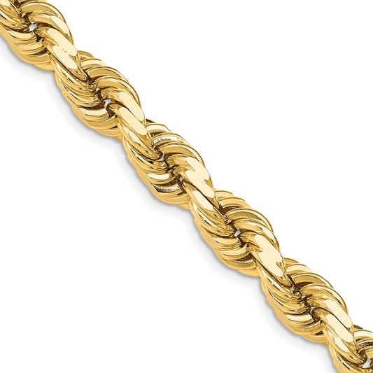 14K Yellow Gold 12mm Diamond-cut Rope with Fancy Lobster Clasp Chain