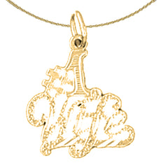 Sterling Silver #1 Wife Pendant (Rhodium or Yellow Gold-plated)