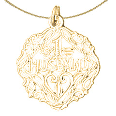 Sterling Silver #1 Husband Pendant (Rhodium or Yellow Gold-plated)