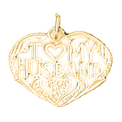 Yellow Gold-plated Silver I Love My Husband Pendant