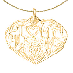 Colgante I Love My Husband de plata de ley (bañado en rodio o oro amarillo)