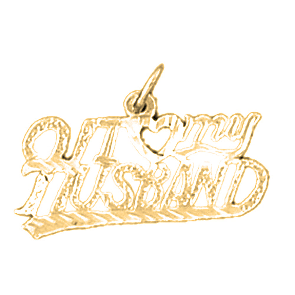 Yellow Gold-plated Silver I Love My Husband Pendant