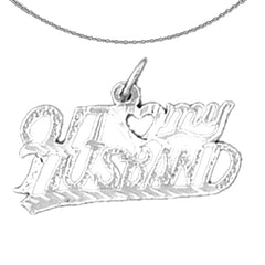 Colgante I Love My Husband de plata de ley (bañado en rodio o oro amarillo)