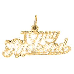 Yellow Gold-plated Silver I Love My Husband Pendant
