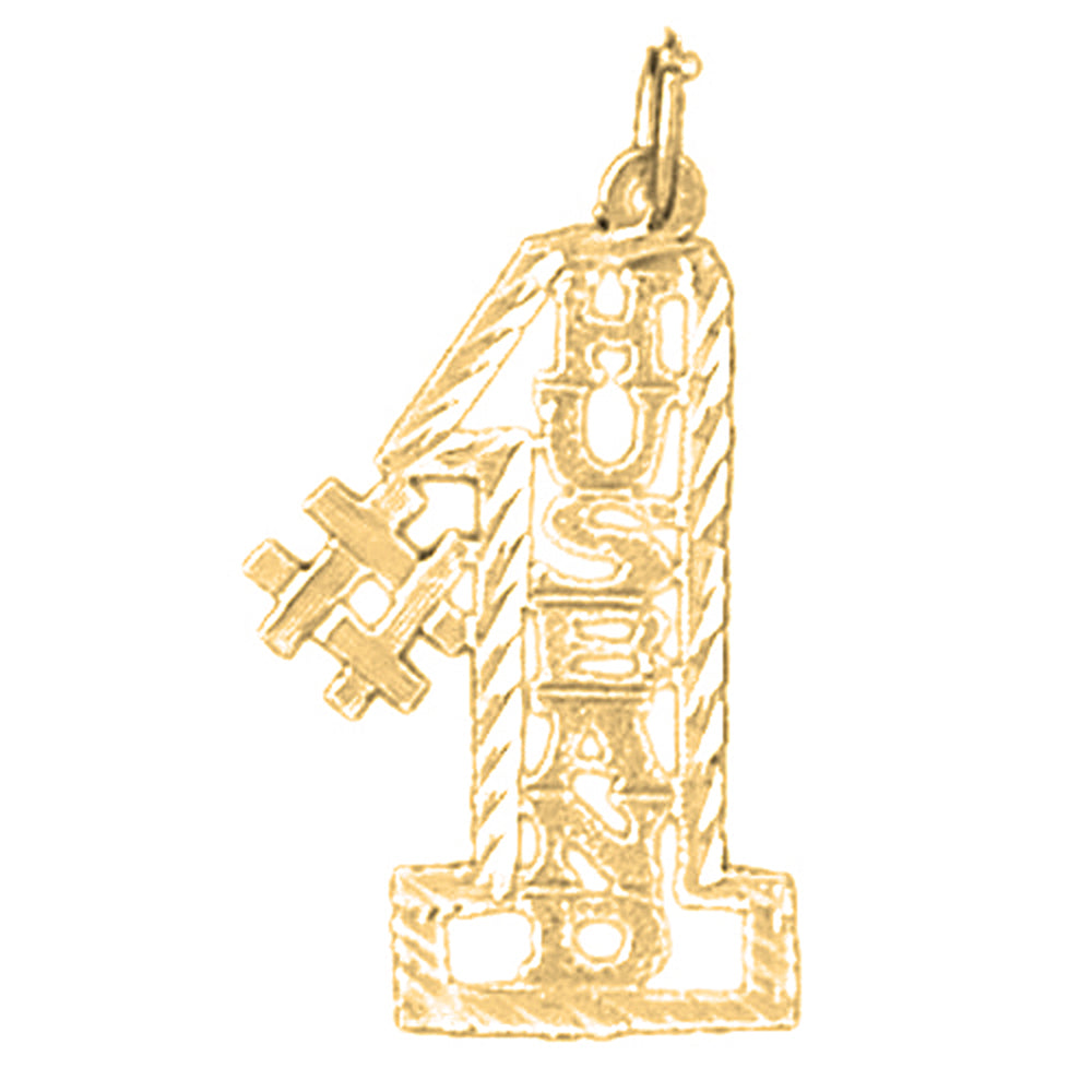 Yellow Gold-plated Silver #1 Husband Pendant