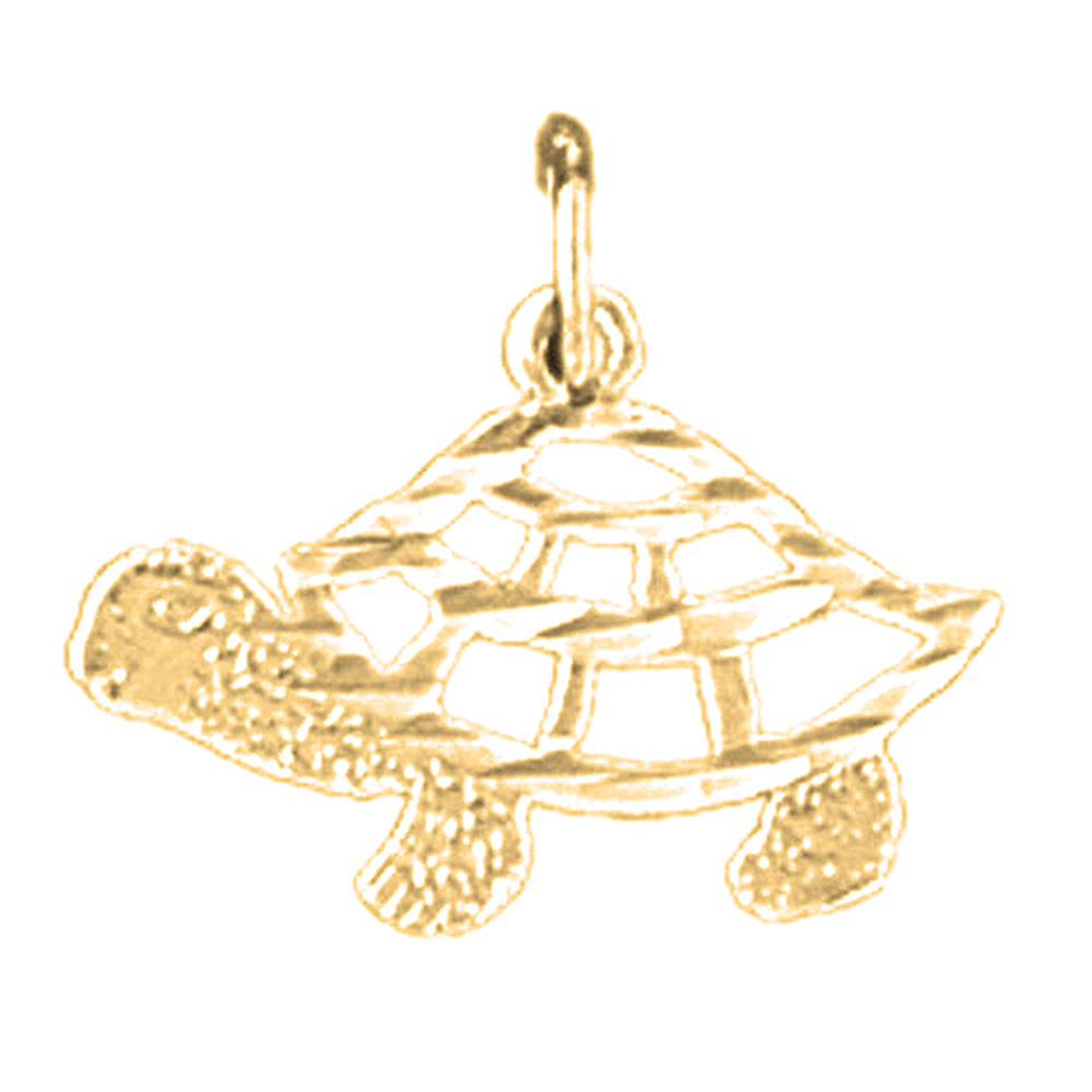 Yellow Gold-plated Silver Turtles Pendant