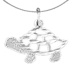 Sterling Silver Turtles Pendant (Rhodium or Yellow Gold-plated)