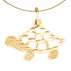Sterling Silver Turtles Pendant (Rhodium or Yellow Gold-plated)