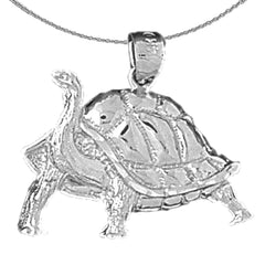 Colgante de tortugas de plata de ley (bañado en rodio o oro amarillo)