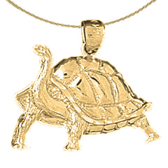 Colgante de tortugas de plata de ley (bañado en rodio o oro amarillo)