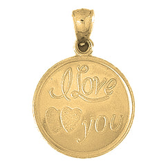 Yellow Gold-plated Silver I Love You Pendant